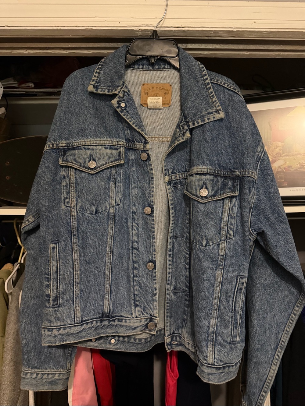 GAP Light Blue Denim Jacket with Leather Patch